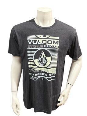 Volcom Men's Charcoal Graphic Logo Tee in Light Cream Print